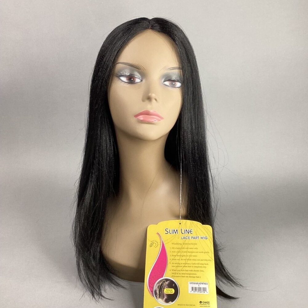 Slim Line SLW32 Wig #1 Jet Black Lace Part Heat Safe Synthetic Classic Cap